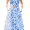 Azure Blossom Shirt Dress