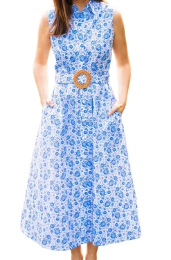 Azure Blossom Shirt Dress