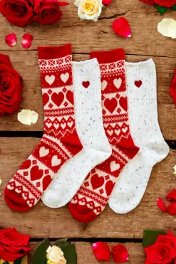 Cream Heart Donegal Socks