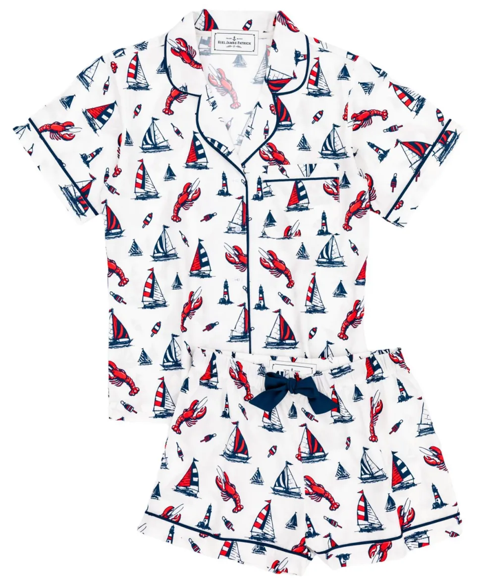 Lobster Buoy Drawstring Shorts Pajama Set