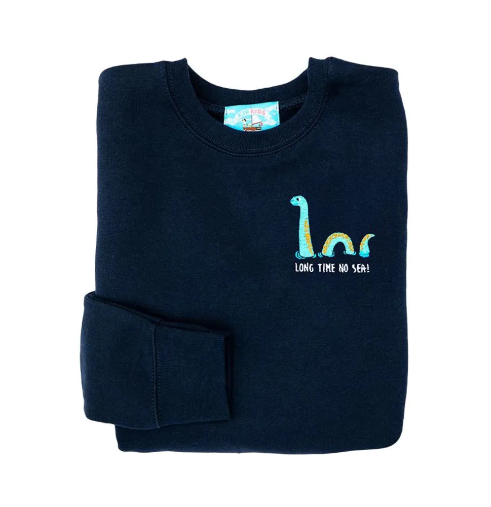 Long Time No Sea Embroidered Kids Sweatshirt